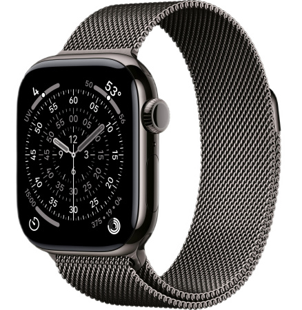 Apple Watch Series 11, 42 mm, Slate Titanium GPS+Cellular, Slate Milanese Loop